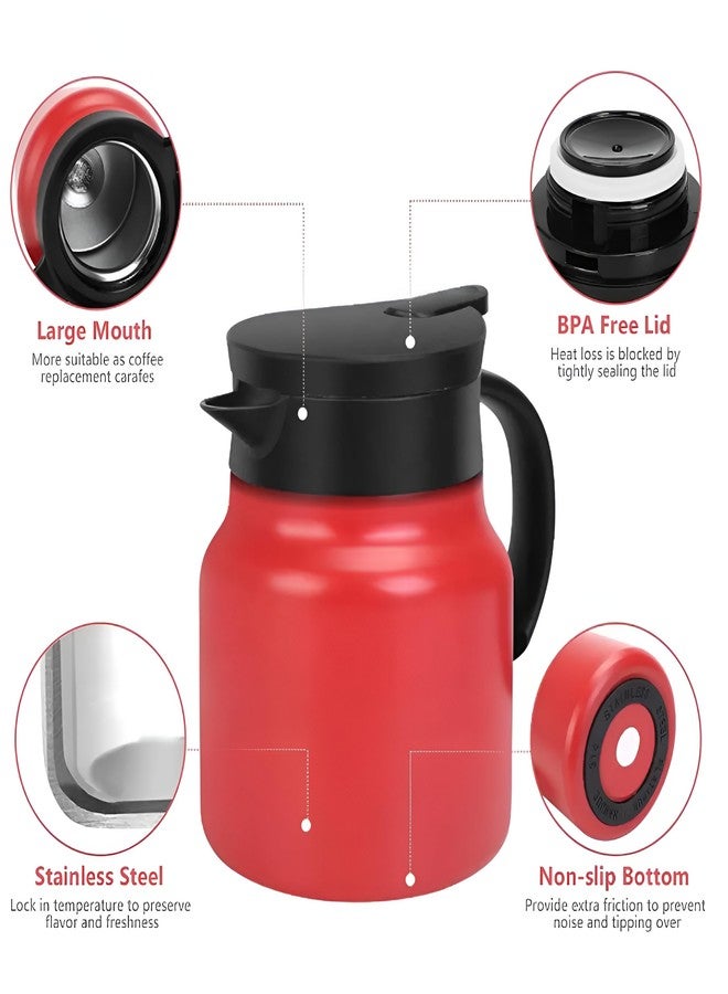 VENDLY إبريق شاي فيندلي مع مصفاة من الفولاذ المقاوم للصدأ سعة 1000 مل | قارورة حرارية معزولة من الفولاذ المقاوم للصدأ مع مقبض | خالٍ من مادة BPA، يحافظ على المشروبات ساخنة وباردة للمنزل والمكتب والسفر والمقاهي الخارجية (أحمر) - Image 3